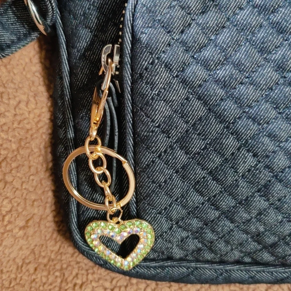 Vera Bradley Quilted Denim Hipster Crossbody with Bag Charm, EUC
